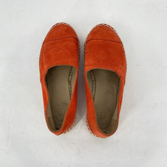 Chanel CC Espadrilles Orange Suede Womens Size Eu 35 US 5 - Picture 4 of 8
